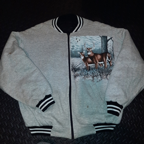 Vintage quilted lined animal print bomber unisex jacket - Picture 1 of 12